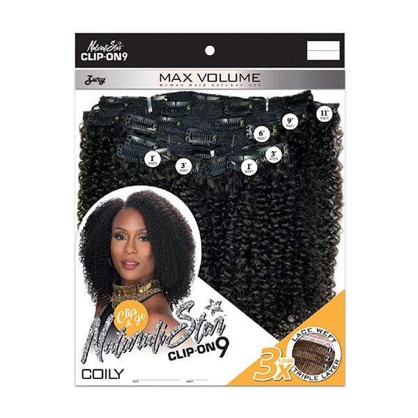 Zury Sis Naturali Star Human Hair Blend Clip On 9 Weave - NAT HB CLIP ON COILY 10