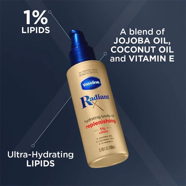 Vaseline Radiant X Replenishing And Hydrating Body Oil - 3.7oz - (C) - Mose Wig