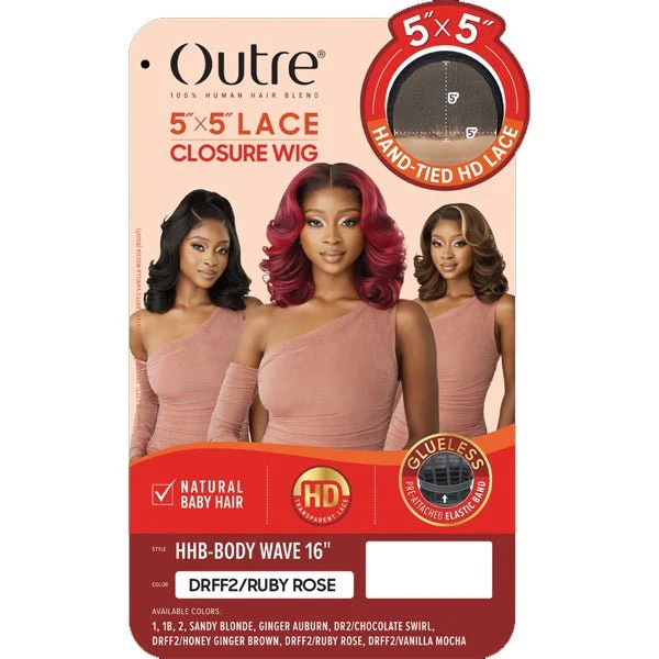 Outre Human Hair Blend 5x5 Lace Closure Wig - HHB BODY WAVE 16