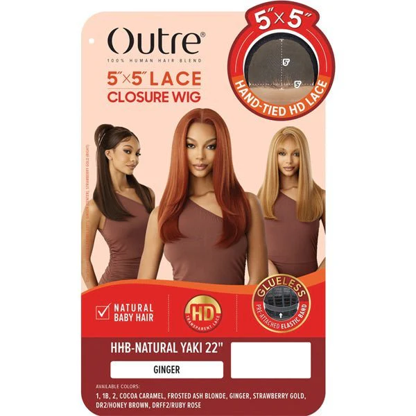 Outre Human Hair Blend 5x5 Lace Closure Wig - HHB NATURAL YAKI 22