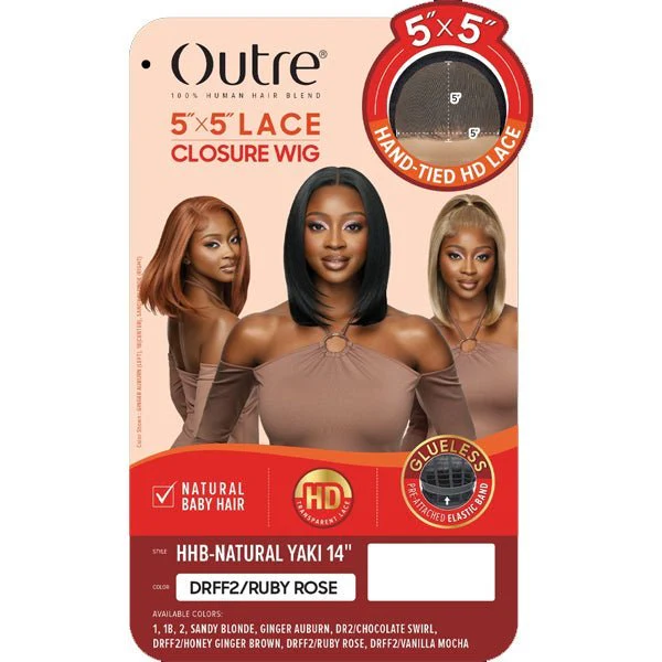 Outre Human Hair Blend 5x5 Lace Closure Wig - HHB NATURAL YAKI 14