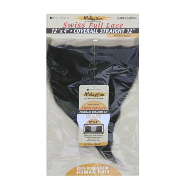 Sensationnel Bare & Natural Frontal Lace Closure Malaysian Virgin Remi - 12x4  Swiss Lace CLOSURE Straight 12