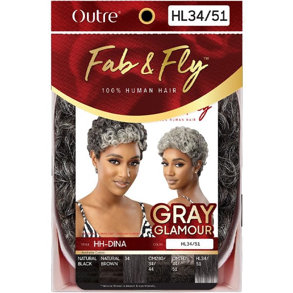 Outre 100% Human Hair Fab & Fly Gray Glamour Full Cap Wig - HH DINA - Mose Wig