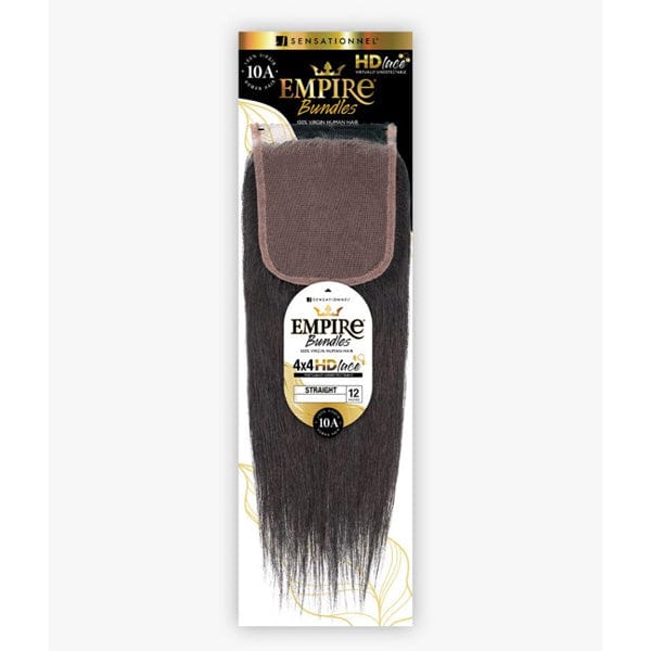 Sensationnel 100% Human Hair Empire Bundles 4x4 HD Closure - STRAIGHT 12