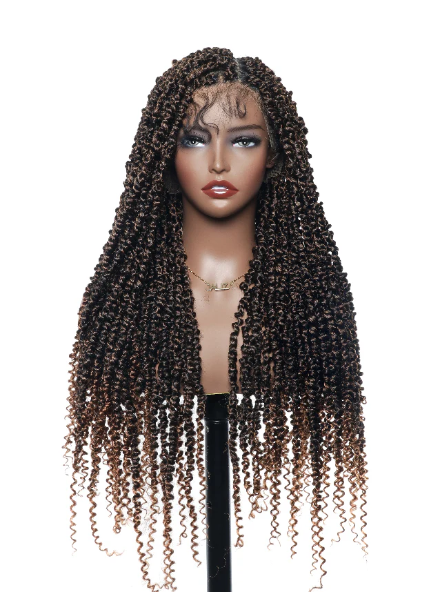 Pre Bleached Human Hair Full Lace Passion Twist Braided Wig 80 Strands 28“ (Scheduled to ship in 1-2 weeks) - Mose Wig