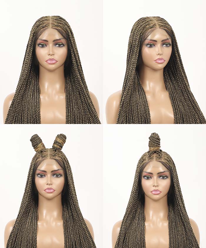 Fancivivi Triangle Medium Knotless Braids with Curls Over Hip-Length 36