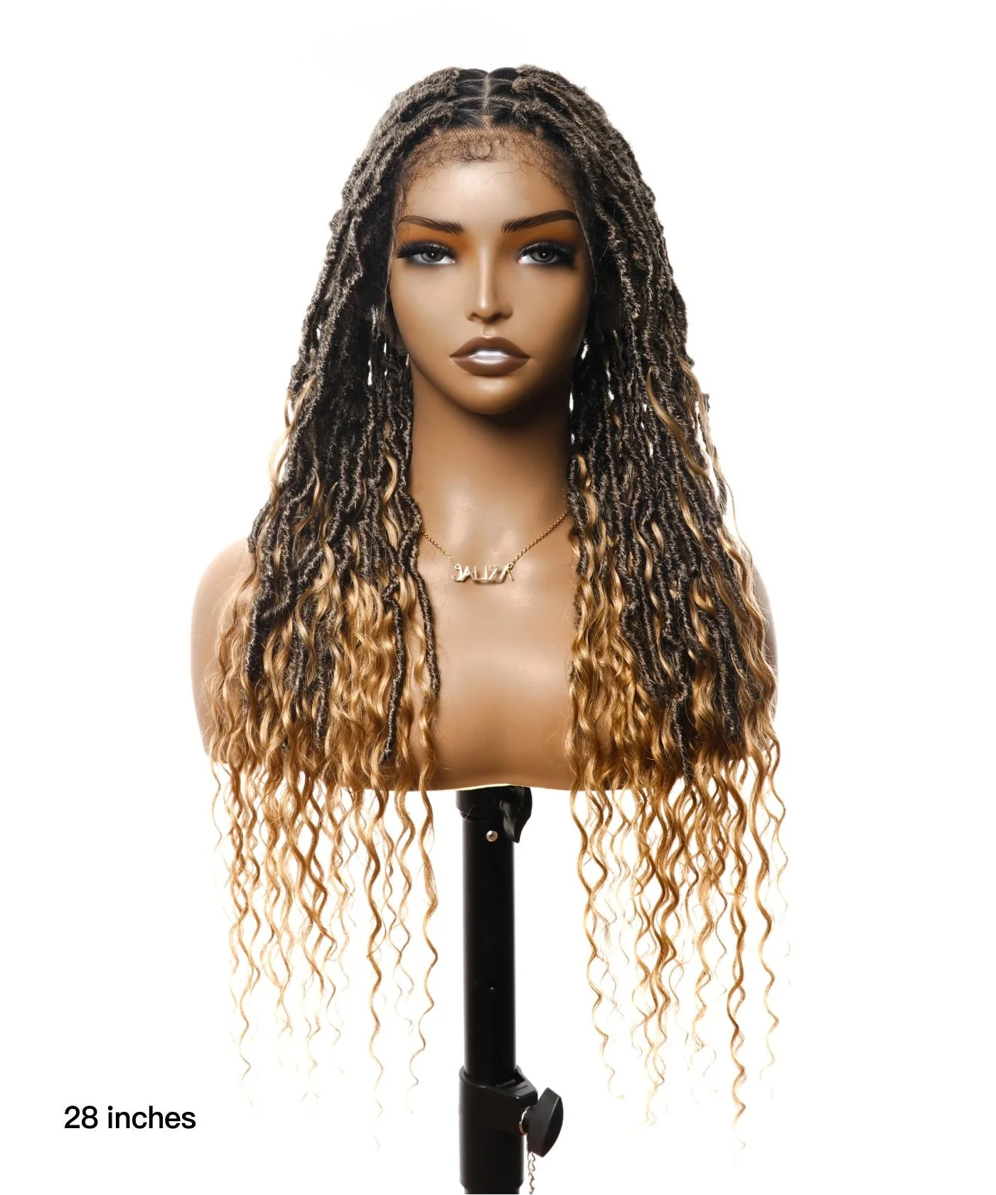 Human Hair Boho Curls Boho Locs Braided Wig 65 Strands（Human Hair Baby Hair） - Mose Wig