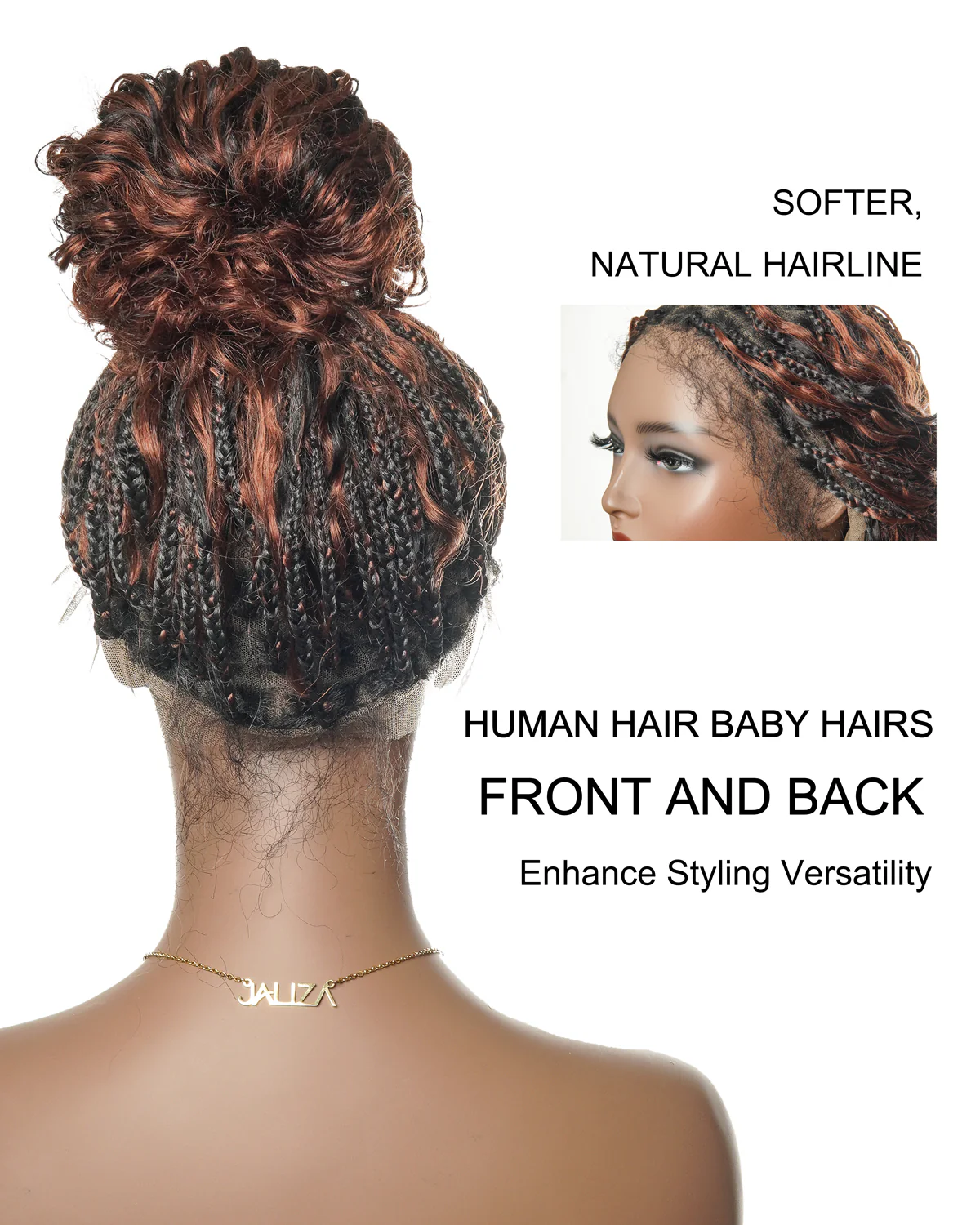 Ultra-dense 22-24“ Reddish Brown HD Full Lace Human Hair Boho Box Braided Wig 100 Strands (Scheduled to ship in 1-2 weeks) - Mose Wig