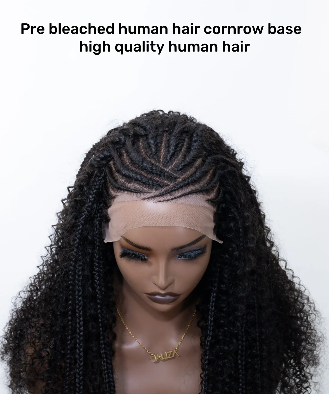 Extra Full Pre bleached Human Hair Lace Braided Cornrow Style Braided Wig  (Scheduled to ship in 1-2 weeks) - Mose Wig