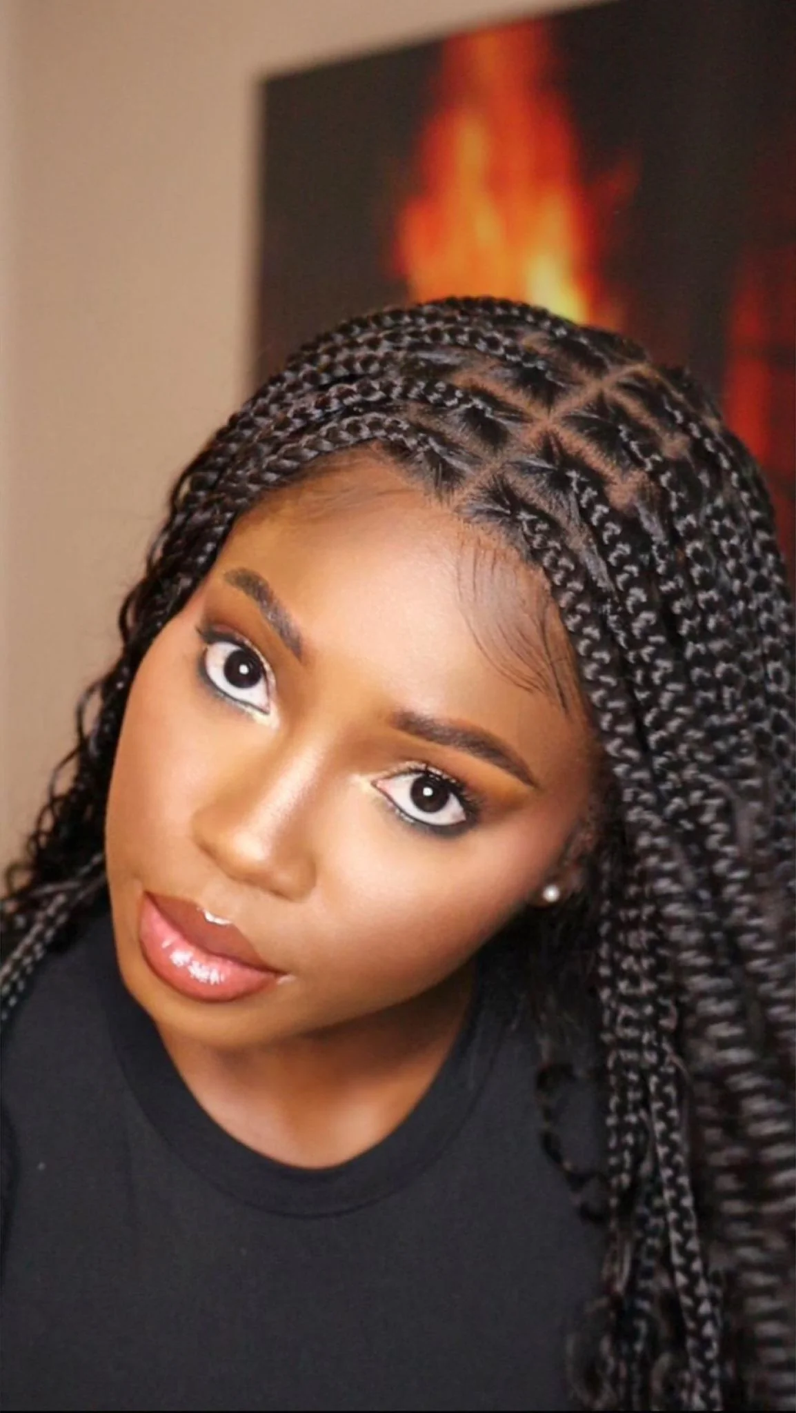 Square Base Human Hair Boho Curls Full Lace Tangleless Knotless Boho Box Braided Wig 36