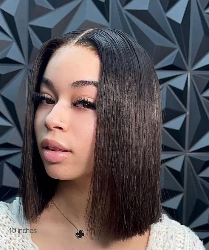 Bone Straight 100% Virgin Human Hair Glueless HD Lace Bob Wig - Pre Bleached, Pre Cut, Pre Plucked & Wear to Go - Mose Wig