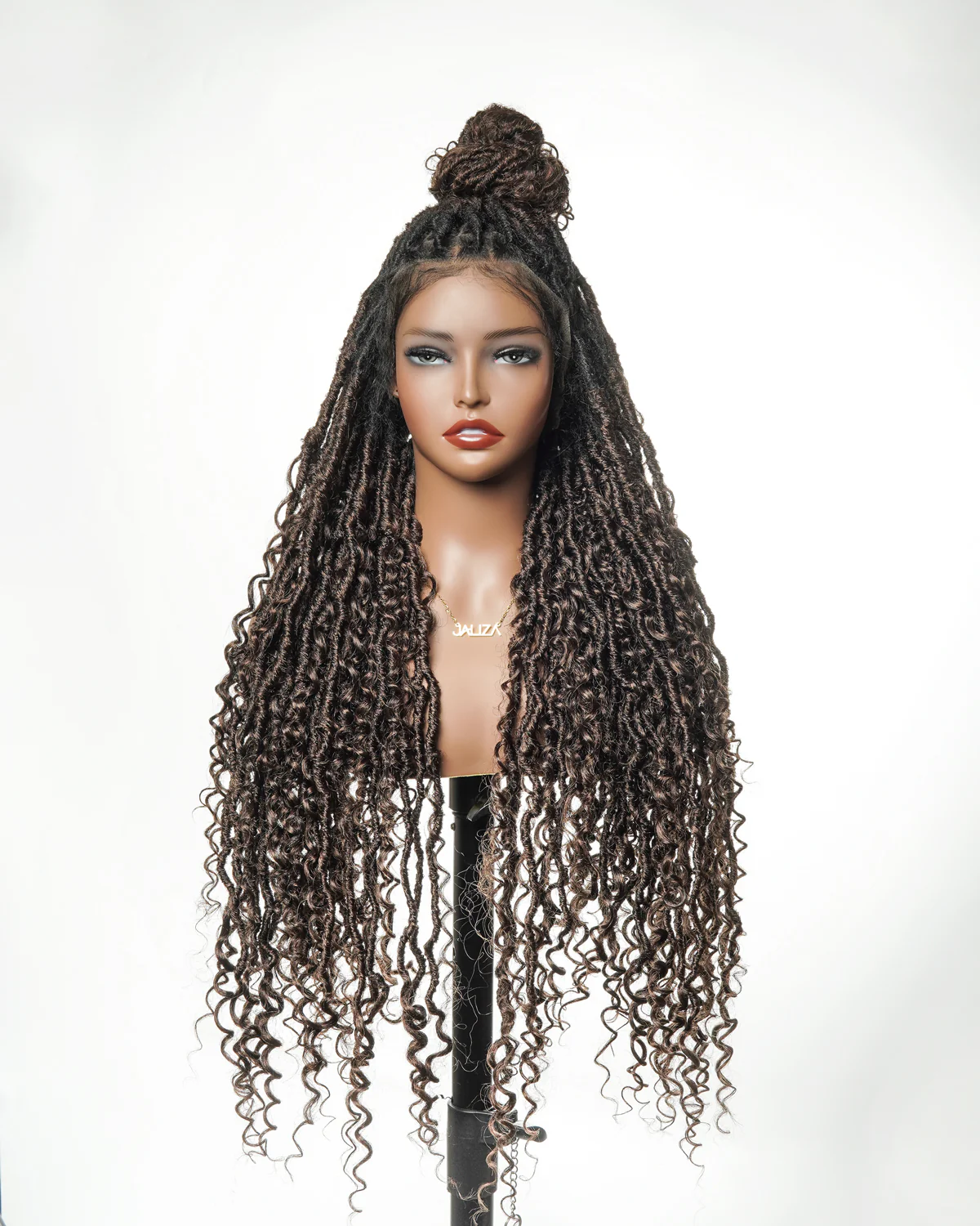 Salon-level Knotless Boho Style Locs Braided Wig Full Lace 86 Strands 30