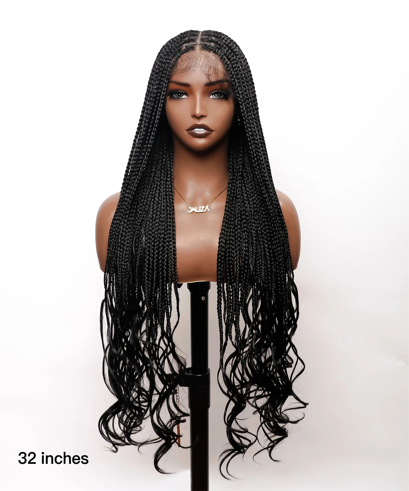 HD Lace Tangleless Human Hair Ends Knotless Small Box Full Hand-tied with Loose Curly Ends Braided Wig -100 Strands - Mose Wig