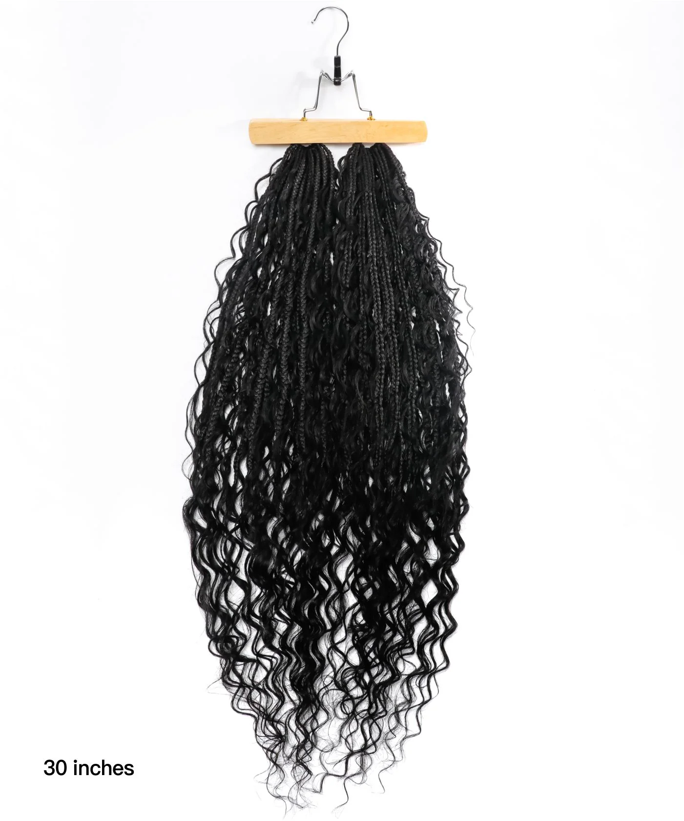 Crochet Boho Box Braids With Human Hair Curls 30