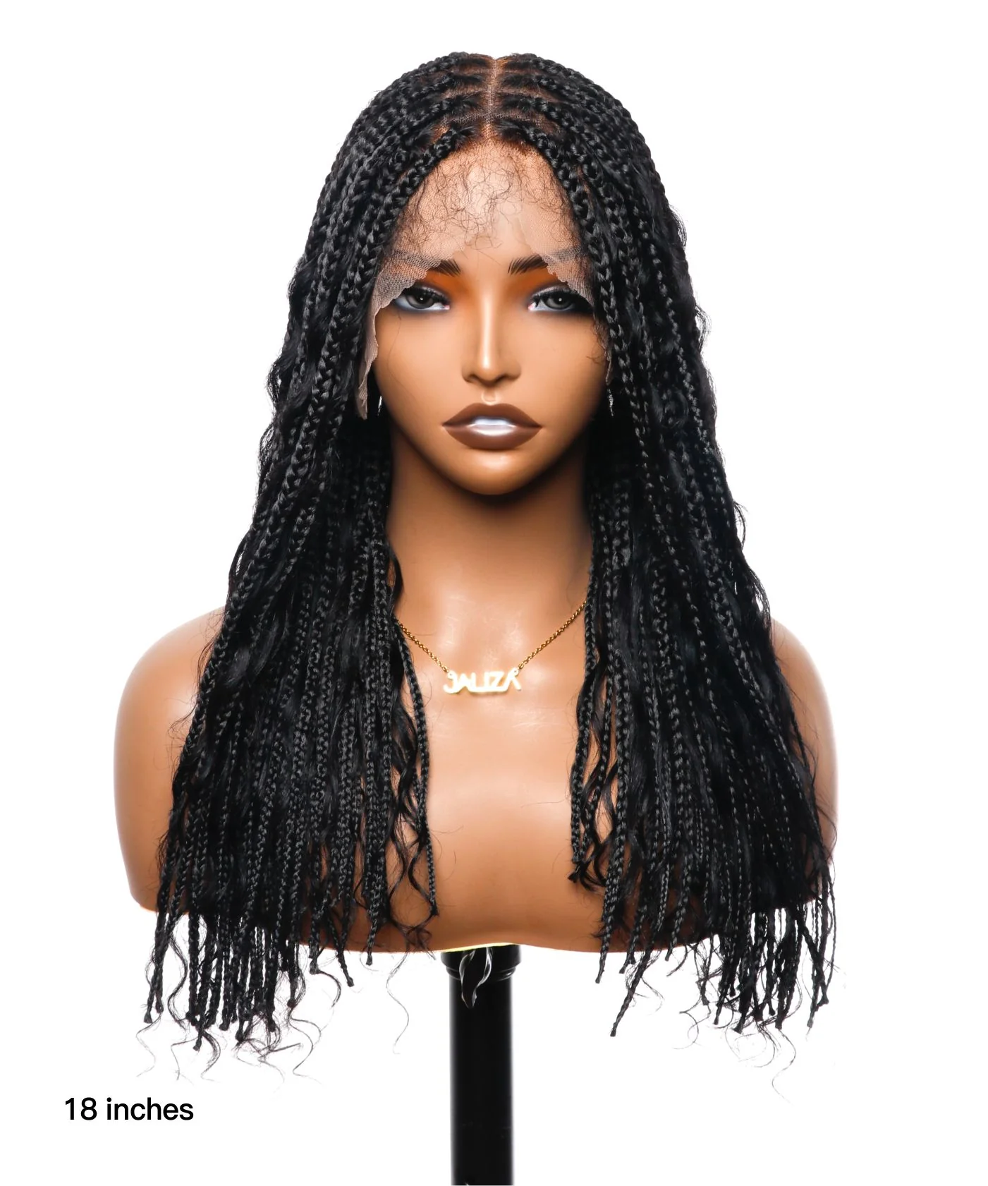 Pre Bleached Human Hair Lace Tangleless HD Lace Knotless Boho Box Braided Wig 88 Strands - Human Hair Roots & Boho Curls & Baby Hair - Mose Wig