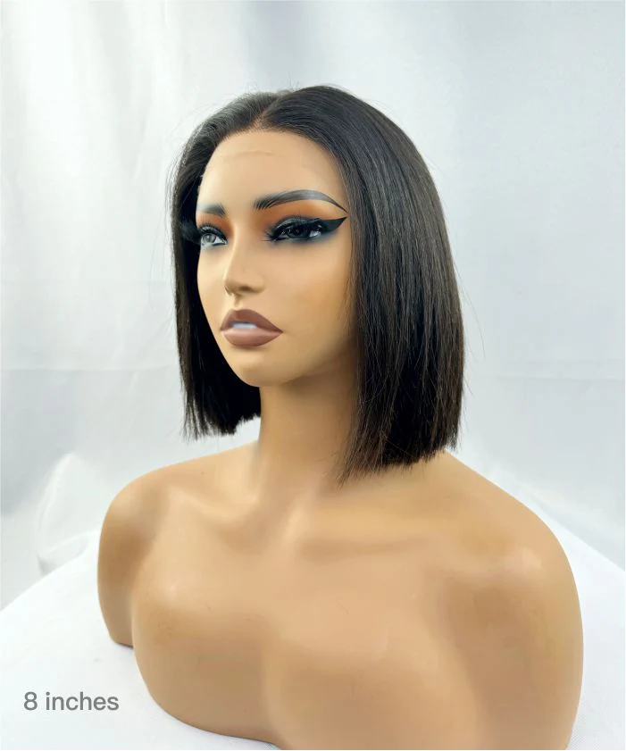 Bone Straight 100% Virgin Human Hair Glueless HD Lace Bob Wig - Pre Bleached, Pre Cut, Pre Plucked & Wear to Go - Mose Wig