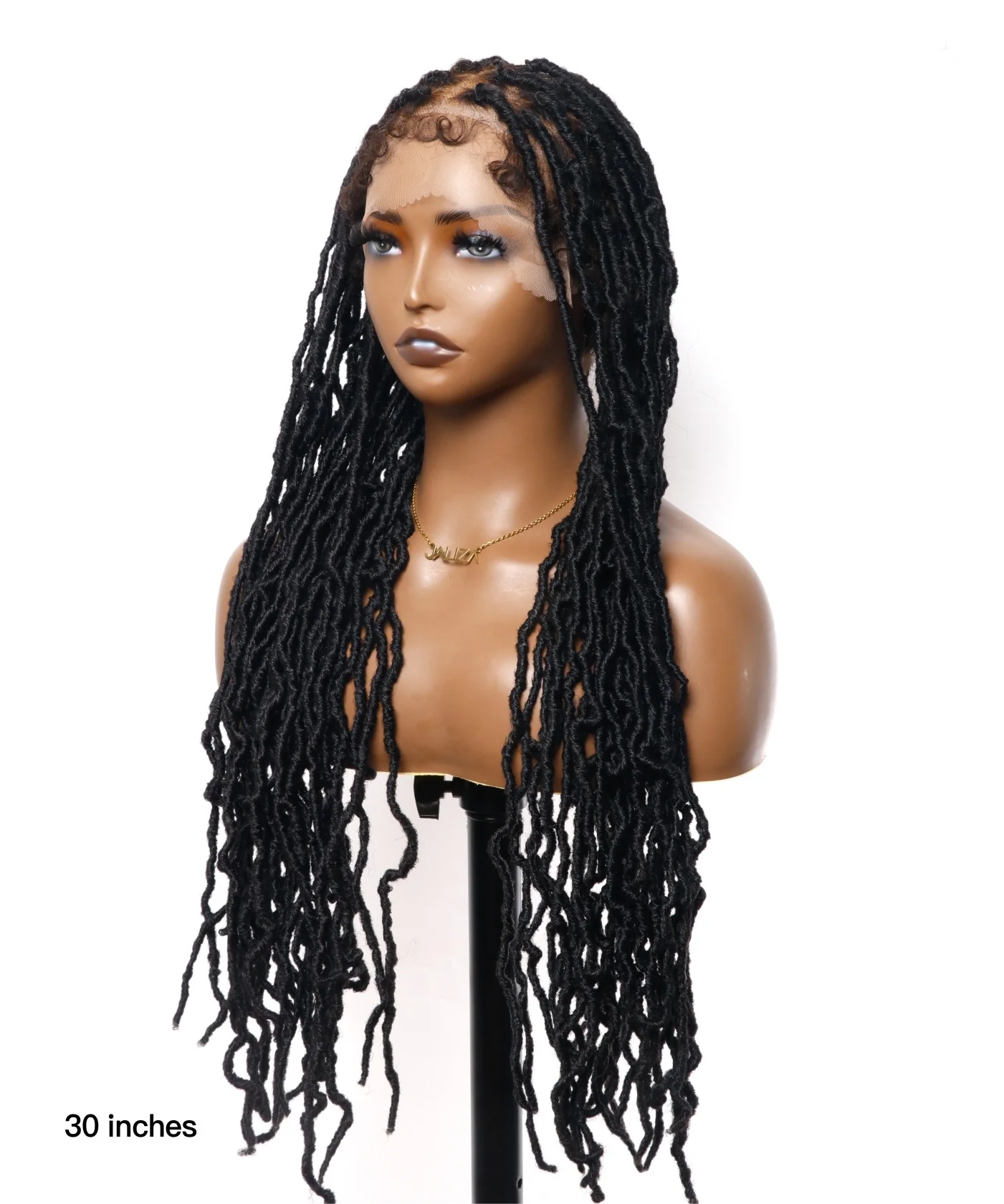 Pre Bleached Human Hair Lace Locs Braided Wig 30“ 65 Strands - Human Baby Hair - Mose Wig