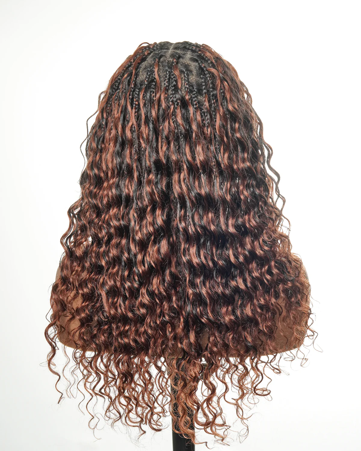 Ultra-dense 22-24“ Reddish Brown HD Full Lace Human Hair Boho Box Braided Wig 100 Strands (Scheduled to ship in 1-2 weeks) - Mose Wig