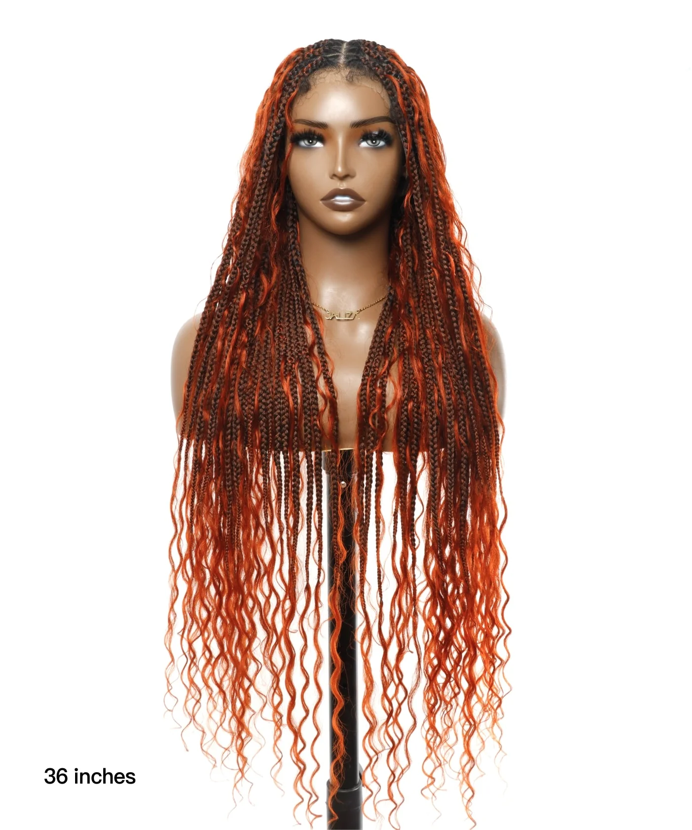 Fire Orange HD Lace Tangleless Boho Box Braided Wig 79 Strands (Pre sale for 2 weeks) - Mose Wig