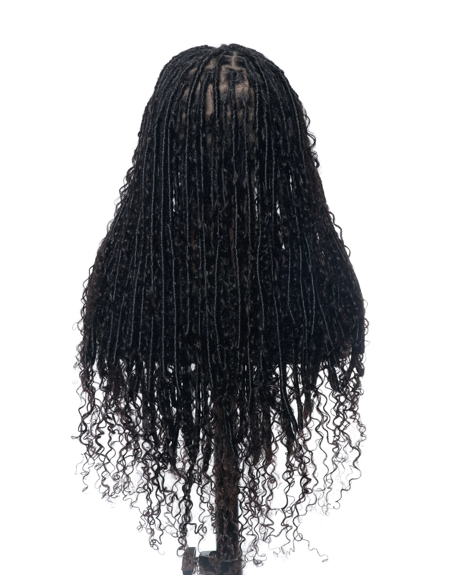 Salon-Level Knotless Boho Style Soft Locs 30” HD Full Lace Human Hair Boho Curls 80 Strands Braided Wig - Mose Wig