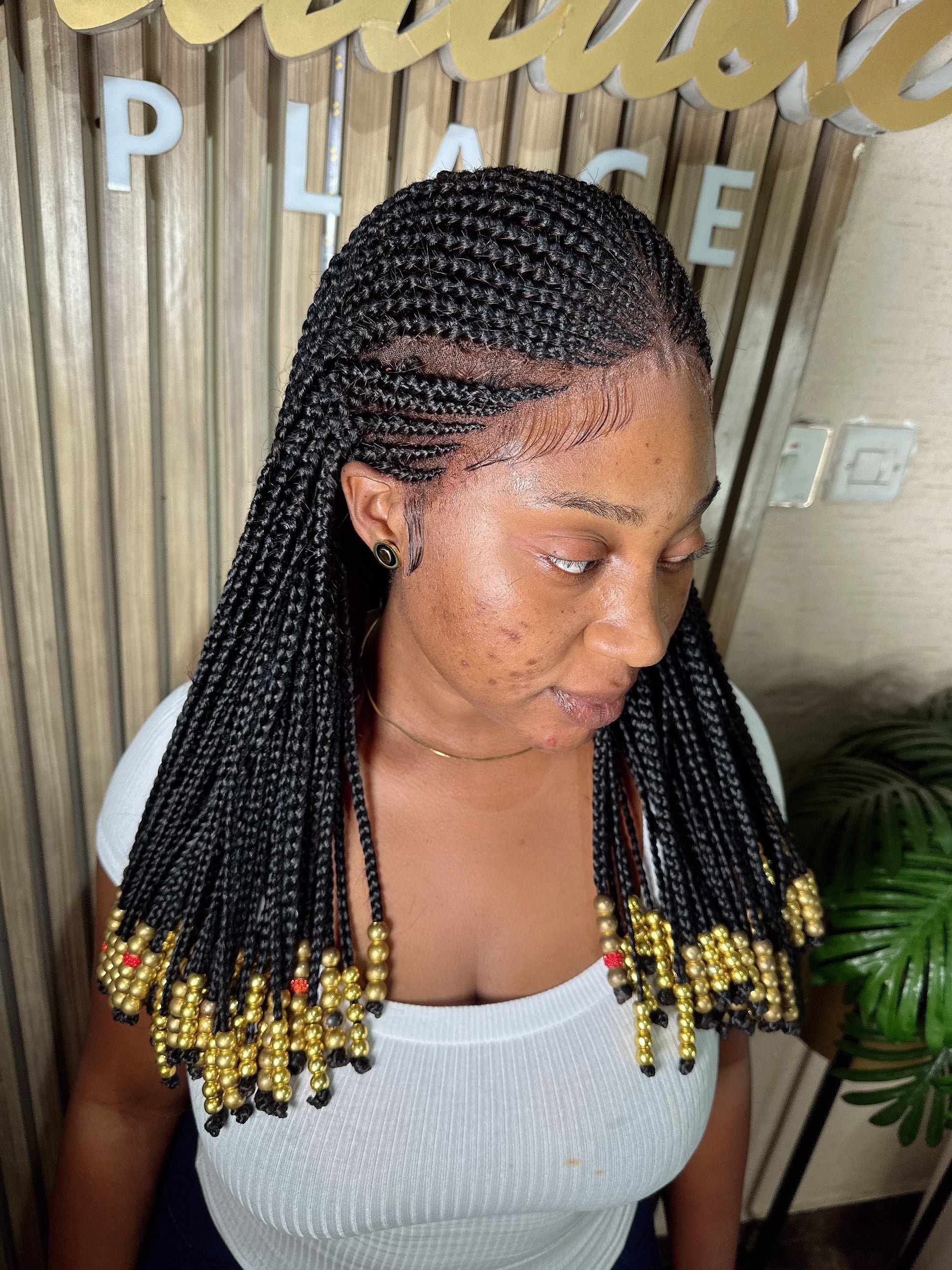 Tribal beaded cornrow - Braided Wig - Mose Wig