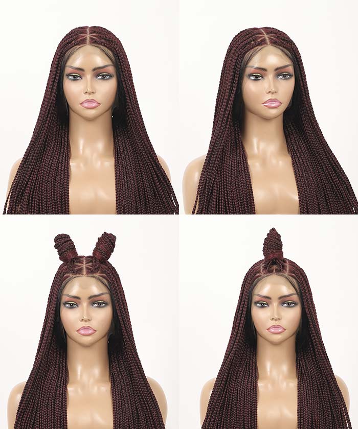 Fancivivi Triangle Medium Knotless Braids with Curls Over Hip-Length 36