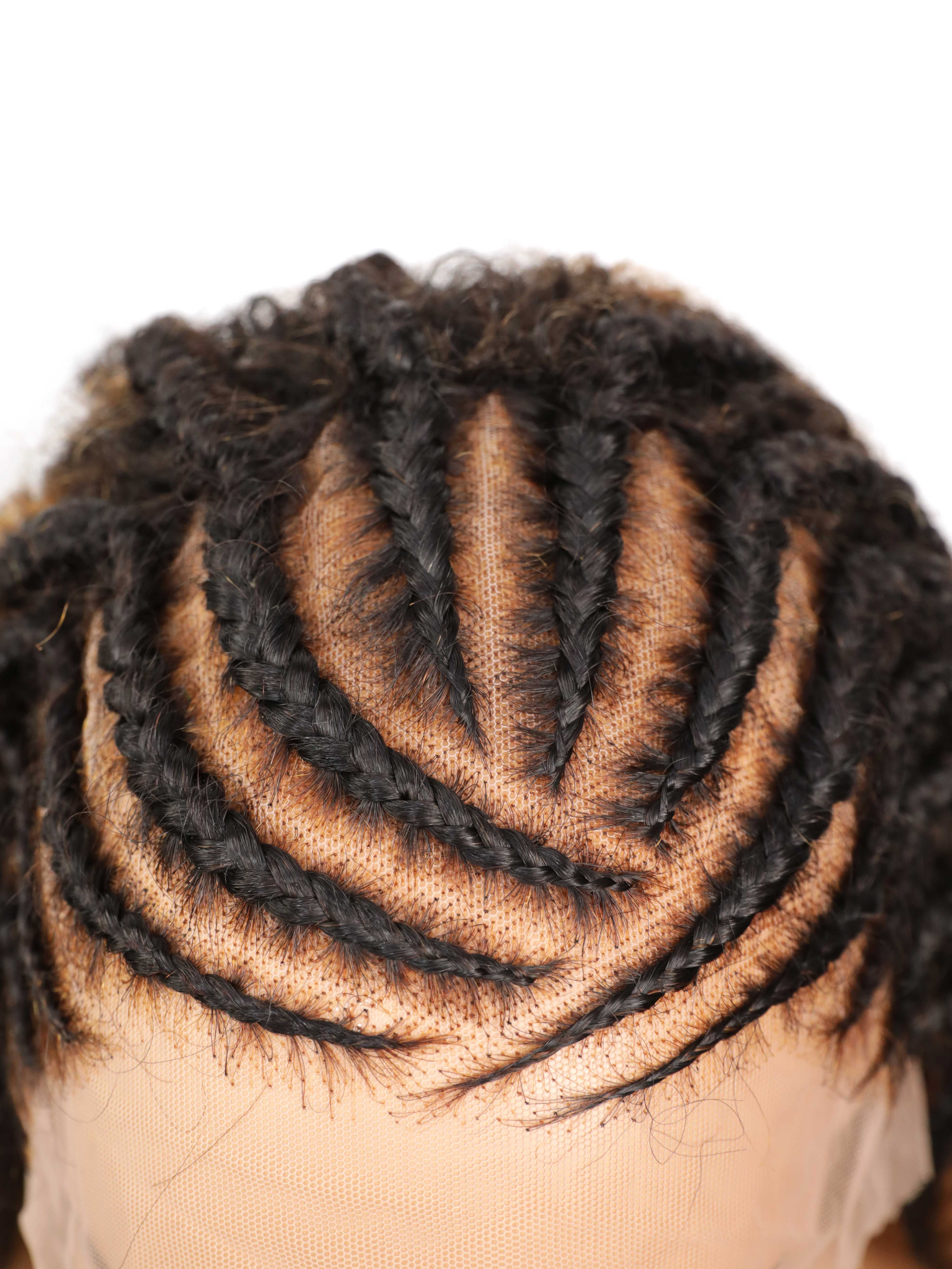 Extra Full Pre bleached Human Hair Lace Braided Cornrow Style Braided Wig  (Scheduled to ship in 1-2 weeks) - Mose Wig