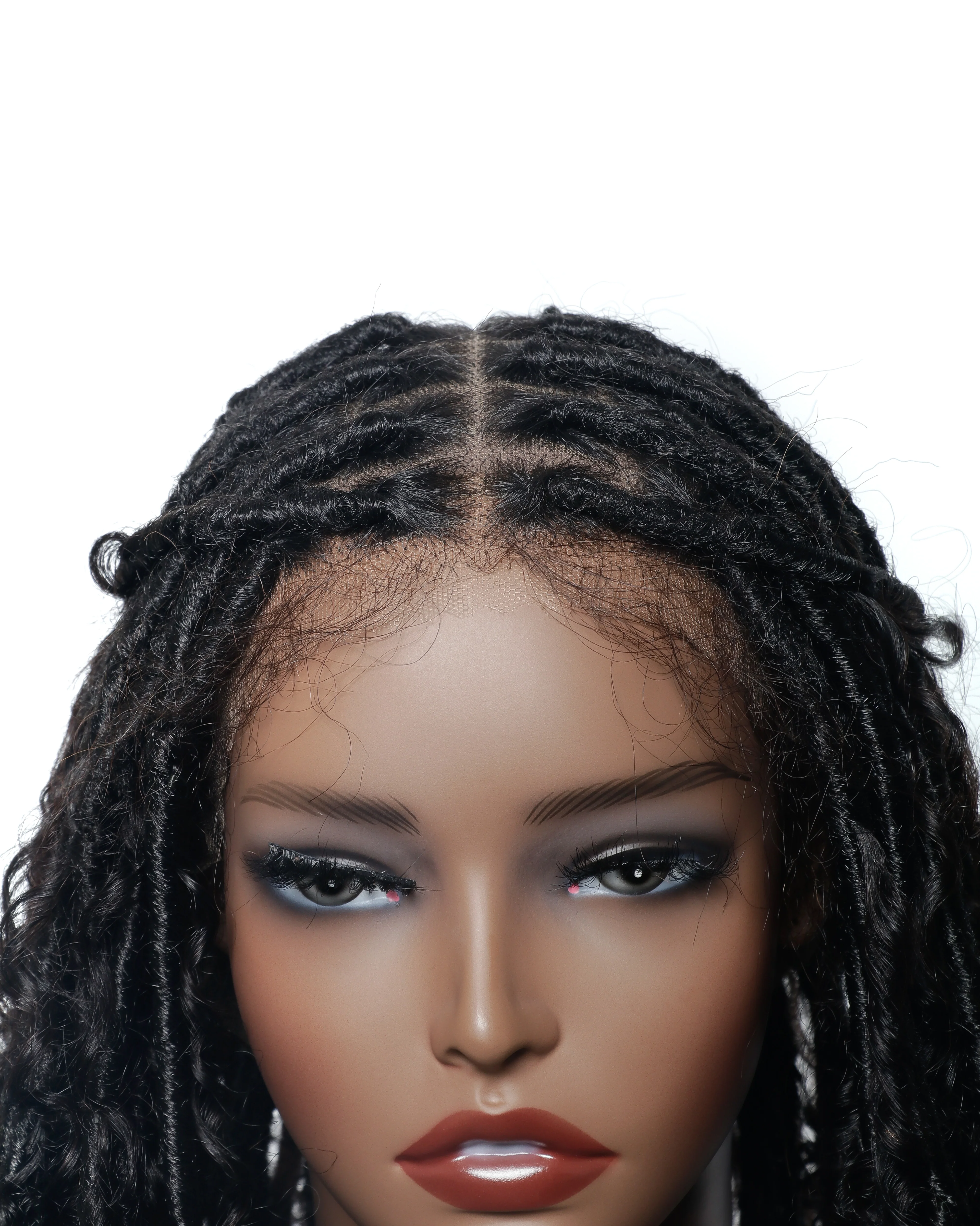 Salon-Level Knotless Boho Style Soft Locs 30” HD Full Lace Human Hair Boho Curls 80 Strands Braided Wig - Mose Wig